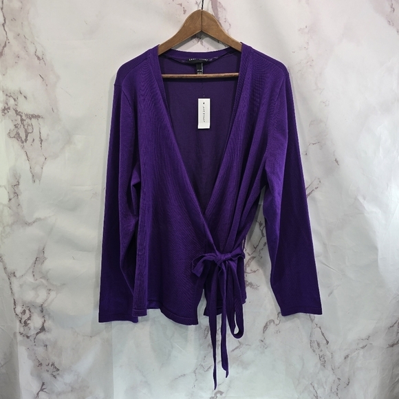 Lane Bryant Sweater Womens 18 20 2X Purple Cardigan Tie Open Wrap Lightweight - Picture 1 of 12